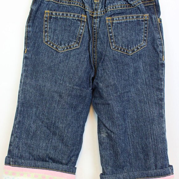2007 Gymboree Baby Snow Princess 12 18 M Denim Jeans Snowflakes Pink Trim - Picture 8 of 9